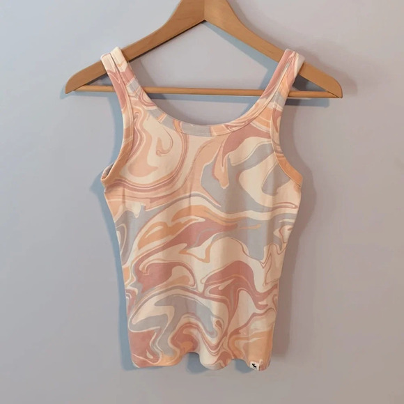 Abercrombie kids size 13 14 swirl pattern marble tank top pink peach blue white - Picture 1 of 4